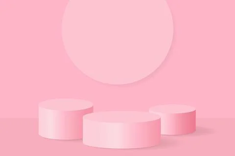 Podium platforms 3D background. Realistic studio stage pedestal design pink Stock Illustration