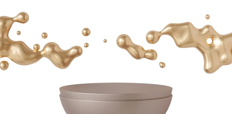A podium is present on a clear background with splashes of liquid surroundi.. Stock Photos