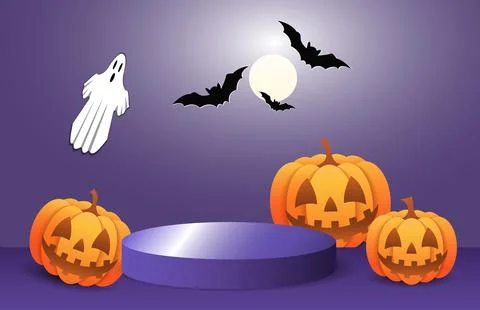 Podium for the presentation of goods on an violet studio background, the concept Stock Illustration