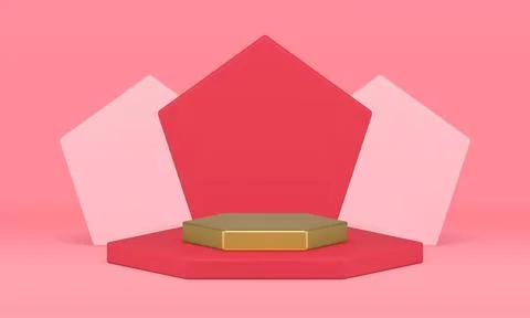 Podium for product presentation pentagonal wall hexagonal pedestal award aren イラスト素材