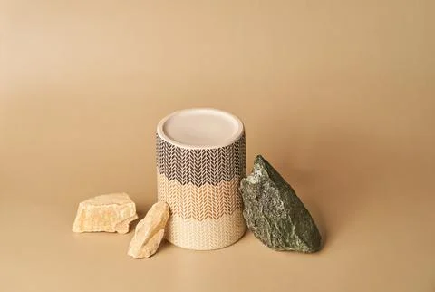The podium is a product presentation platform consisting of a porcelain object Stock Photos