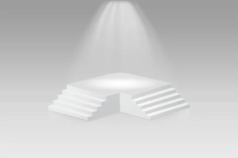 Podium for product presentation. Square empty scenes and stairs podium. Vector Stock Illustration