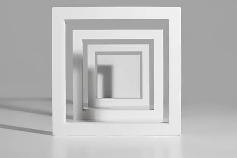 Podium for product presentation from square frames on gray background Stock-Illustration