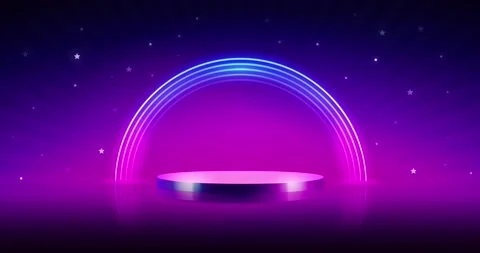 Podium with Round Neon Frame Animation Stock Footage 234290520