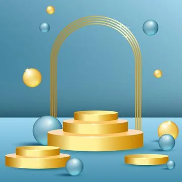 Podium scene with and platforms and balls Stock Illustration