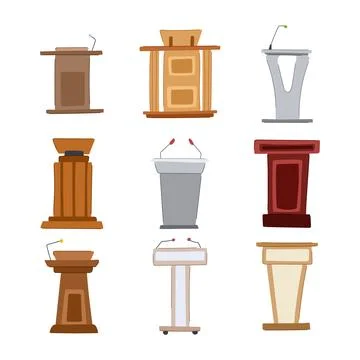 Podium set cartoon vector illustration Stock Illustration