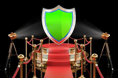 Podium with shield, 3D rendering Stock Illustration