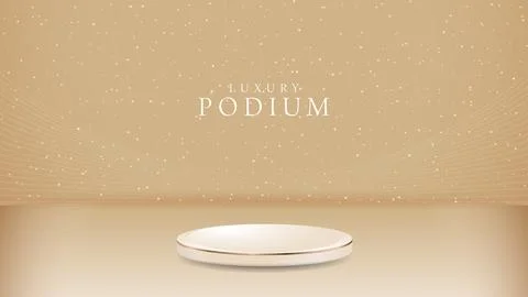 Podium with sparkle golden lines elements 3d realistic design Stock Illustration