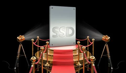 Podium with SSD, 3D rendering 스톡 일러스트