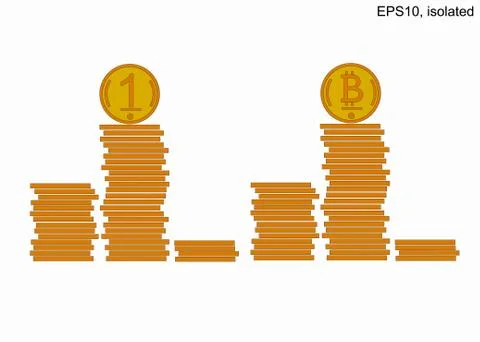 Podium of stacks of coins. Illustrazione stock