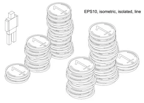 Podium of stacks of coins Illustrazione stock