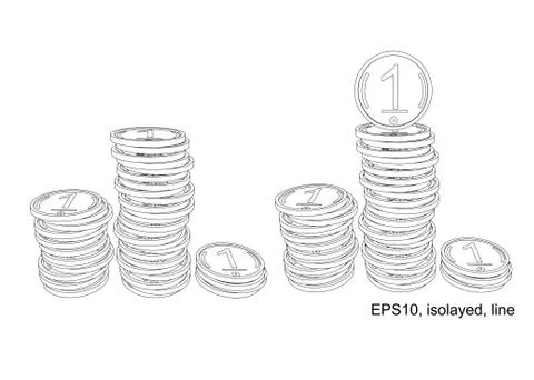 Podium of stacks of coins Illustrazione stock