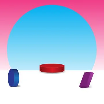 Podium stad 3d circle  blue  square Stock Illustration