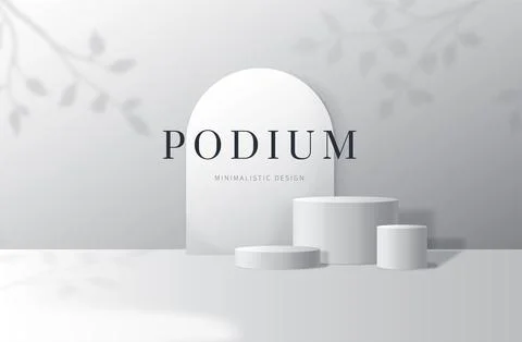 Podium stand, 3d white studio stage for product presentation. Minimal platform Stock Illustration