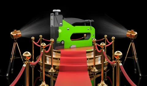 Podium with staple gun, 3D rendering Ilustración de archivo