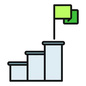 Podium steps with flag marking goal achievement 스톡 일러스트