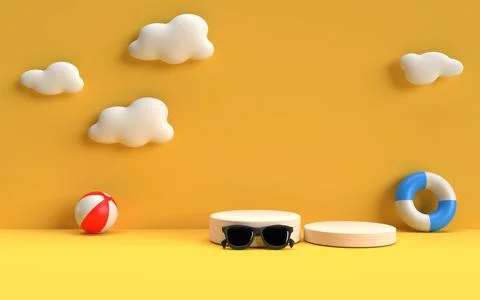 Podium Summer Yellow background Stock Photos