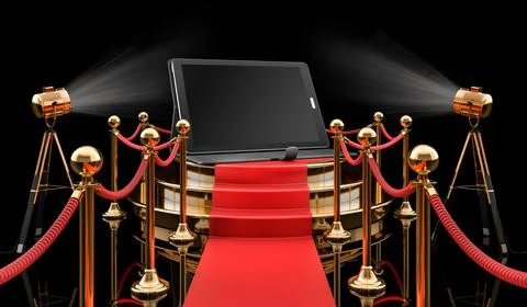 Podium with tablet computer, 3D rendering イラスト素材