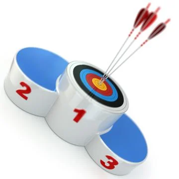 Podium with target  and arrows on first place. Stock-Illustration
