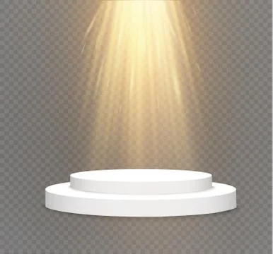 Podium on a transparent background.the podium of winners with bright lights Stock Illustration