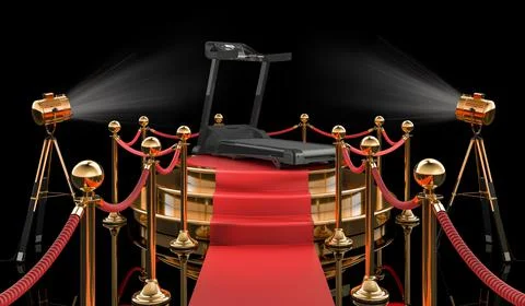 Podium with treadmill, 3D rendering Stock Illustration