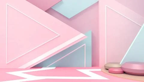 Podium Triangular Modern Geometric shapes Creative Abstract composition art Stock Illustration