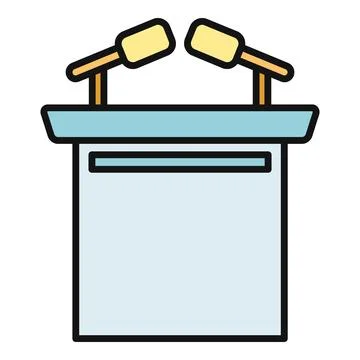 Podium with two microphones ready for speech event Stock Illustration