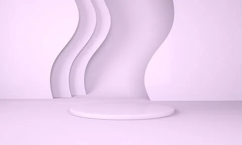 Podium use for product presentation. Abstract wave background. 3d rendering. Stock Illustration