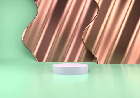 Podium use for product presentation. Abstract wave background. 3d rendering. Stock Illustration