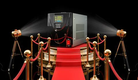 Podium with voltage stabilizer, 3D rendering Stock Illustration