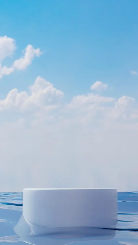 Podium in water on cloudy sky background Video stock 275744431