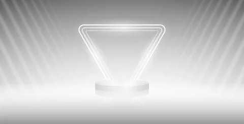 Podium with White Triangular Neon Frame Stock Illustration