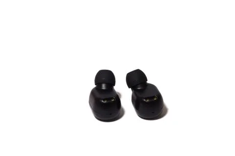 Pods Wireless Bluetooth Headset white background. Stock Photos