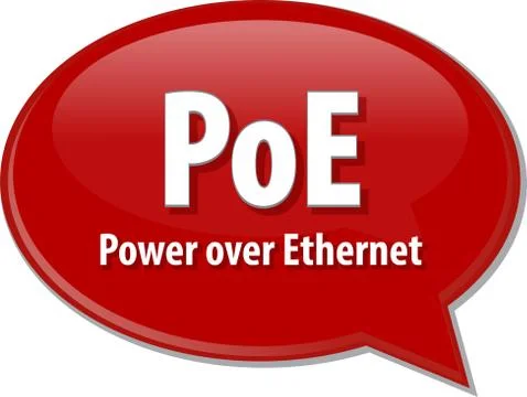 PoE acronym definition speech bubble illustration Illustrazione stock