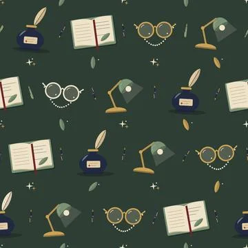 Poetcore desk items seamless pattern 库存插图