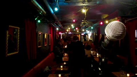 A poetry reading is about to start at an open mic in New York City. Stock Footage 133747018