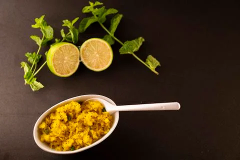 Poha Indian breakfast. Stock Photos