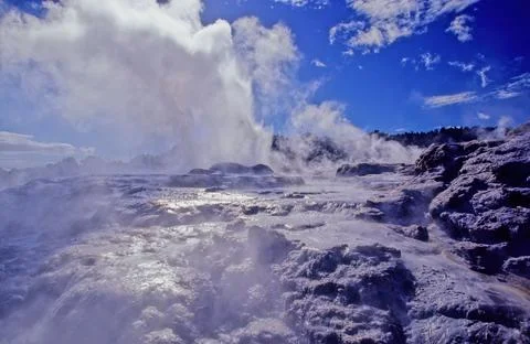 Pohutu Geyser Stock Photos