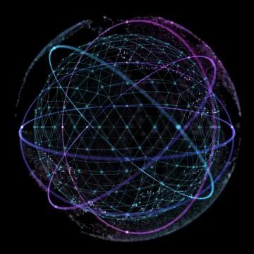 Point and curve constructed the sphere wireframe, technological sense abstract 스톡 일러스트