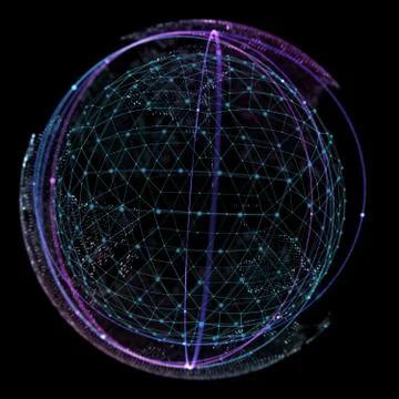 Point and curve constructed the sphere wireframe, technological sense abstract Stock Illustration