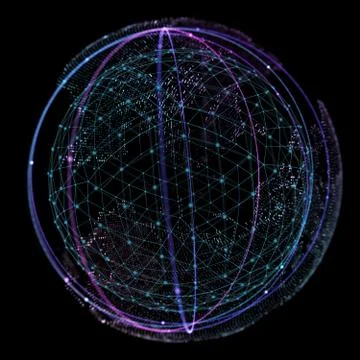 Point and curve constructed the sphere wireframe, technological sense abstract イラスト素材