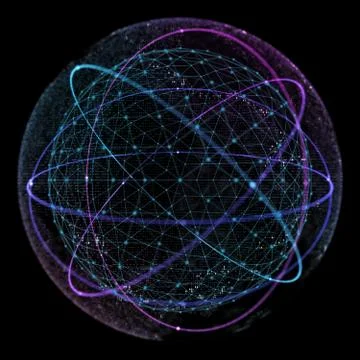 Point and curve constructed the sphere wireframe, technological sense abstract Stock Illustration