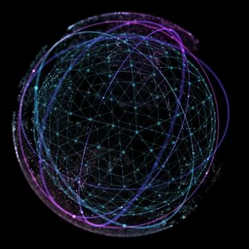 Point and curve constructed the sphere wireframe, technological sense abstract Stock Illustration