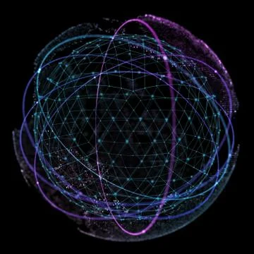 Point and curve constructed the sphere wireframe, technological sense abstract 스톡 일러스트