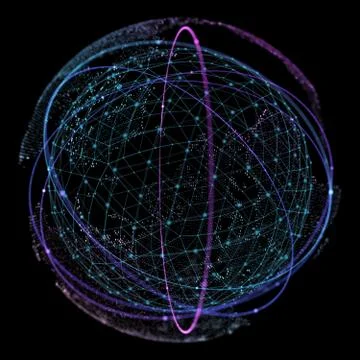 Point and curve constructed the sphere wireframe, technological sense abstract 스톡 일러스트
