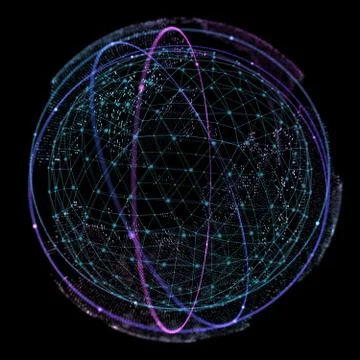 Point and curve constructed the sphere wireframe, technological sense abstract Stock Illustration