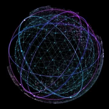 Point and curve constructed the sphere wireframe, technological sense abstract イラスト素材
