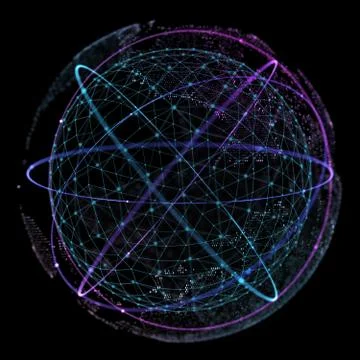 Point and curve constructed the sphere wireframe, technological sense abstract Stock Illustration