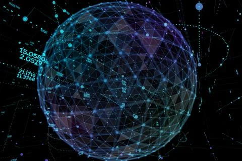 Point and curve constructed the sphere wireframe, technological sense abstract イラスト素材