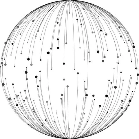 Point and curve constructed the sphere wire frame, technological abstract Stock Illustration